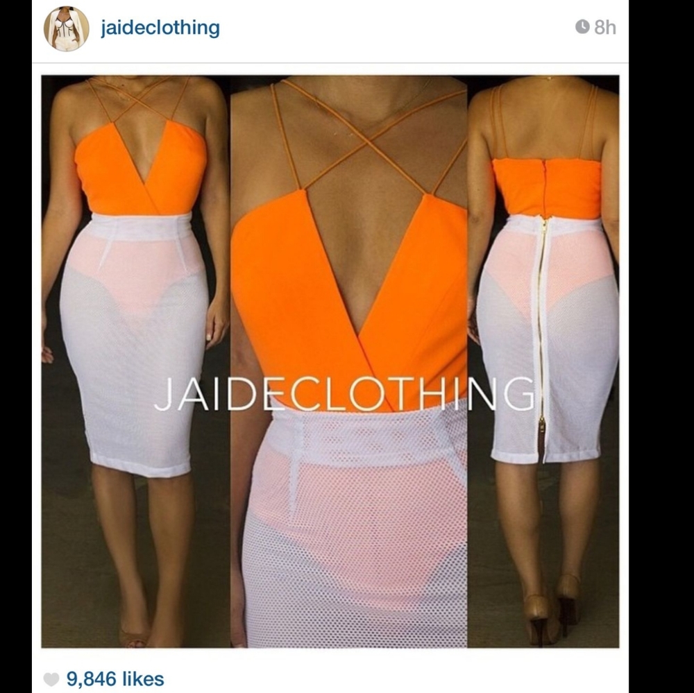 New! Neon Orange strappy bodysuit